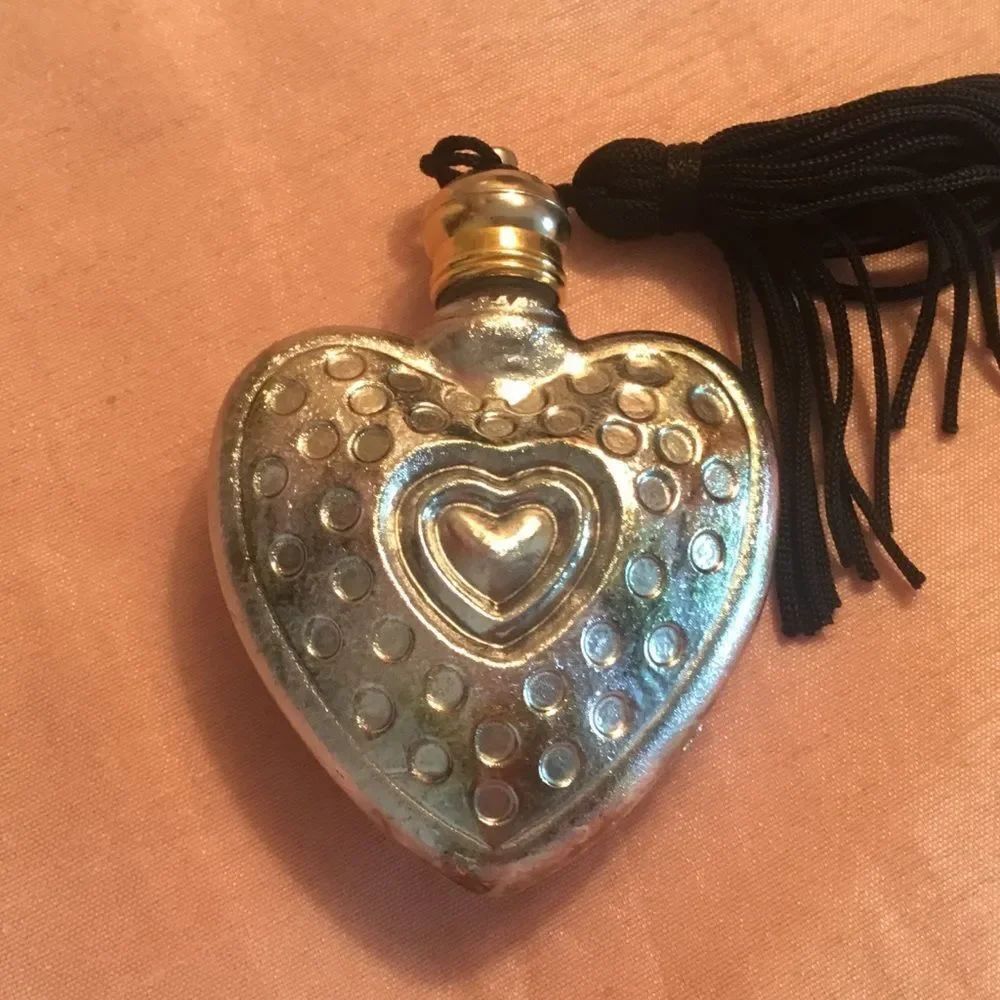 Silvertone Glass Perfume Vial